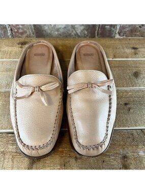 Coach Women's Rayna Mules Slip On Cream Leather Nude Shoes Size 8.5